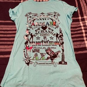 Armani Exchange Tee in teal with NYC print